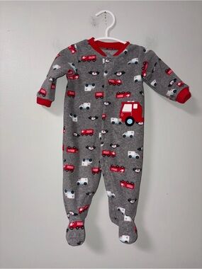 Child of Mine by Carters Gray Fleece Rescue Vehicles Snap Footie Boys 0-3M